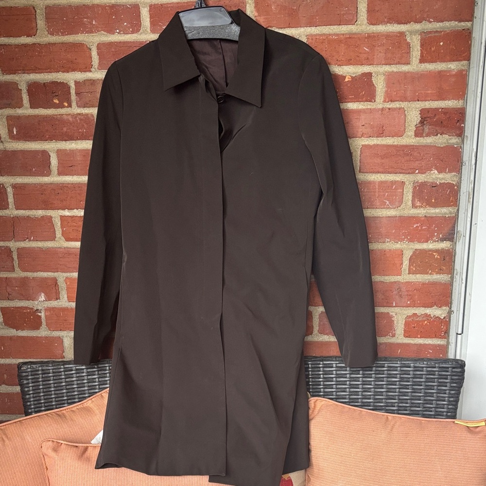 Cold Weather Theory  Chocolate Brown Trench Jacket Blazer Button down Lined